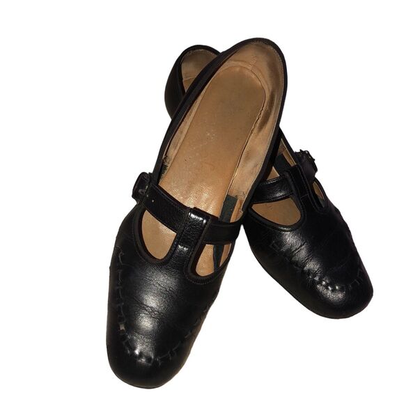 BTG WOMENS PENALJO BONE LEATHER BLACK HEELS MADE‎ IN USA Size 7-7.5 - Picture 2 of 12